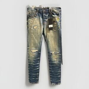 Valabasas Skinny Dirty Wash Paint Splatter Denim Jeans Mr. Flex Mens Sz 32
